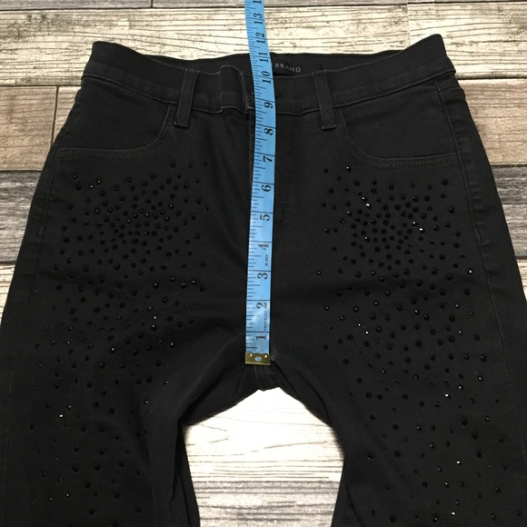 J Brand Alana Studded High Rise Skinny Jeans 26 (Inseam 27.5) Black Raw Hem - Picture 3 of 12